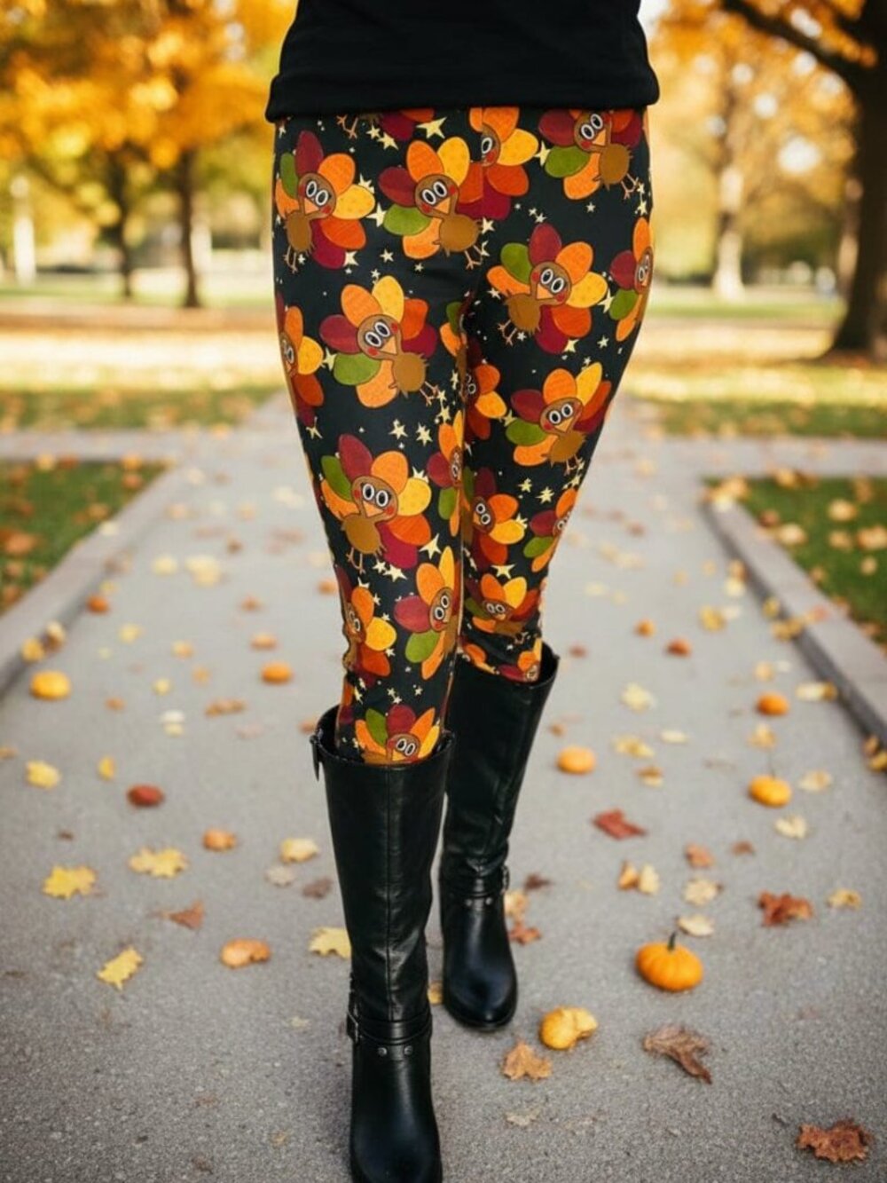 NEW Womens Thanksgiving Turkey Leggings Luxury Soft Fall Yoga Pants Sizes OS/TC